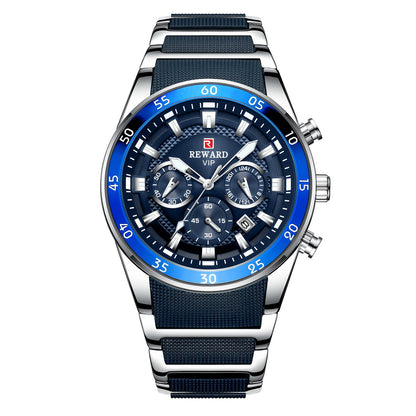 Zephar Multifunction Watch Steel, Silver Blue colour