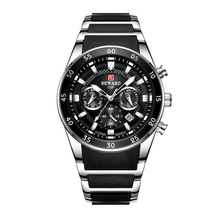 Zephar Multifunction Watch Steel, Silver Black colour