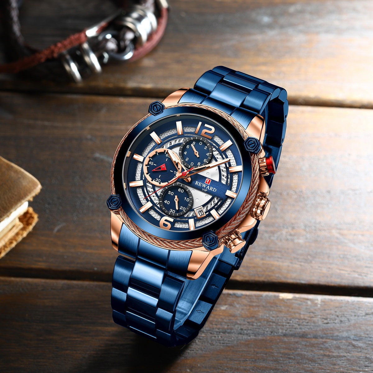 Quantum Multifunction Watch Steel, Blue colour