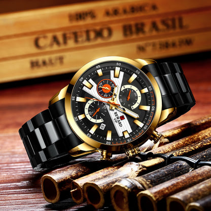 Artica Multifunction Watch Steel, Gold and Black colour