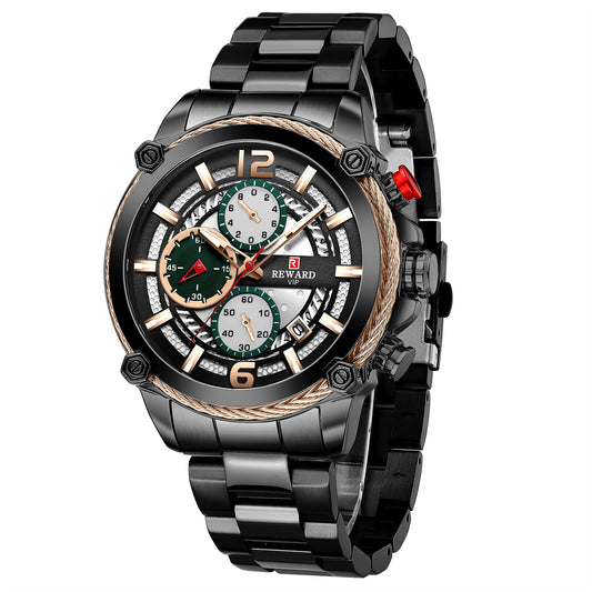 Quantum Multifunction Watch Steel, Black colour