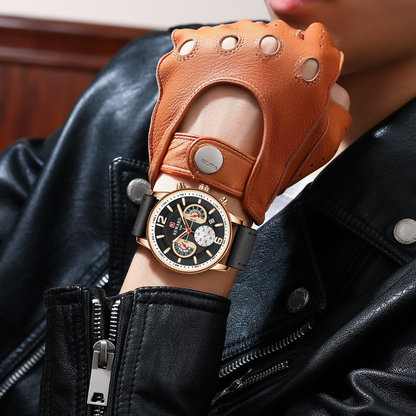Impulse Multifunction Watch Leather, Pink Black colour