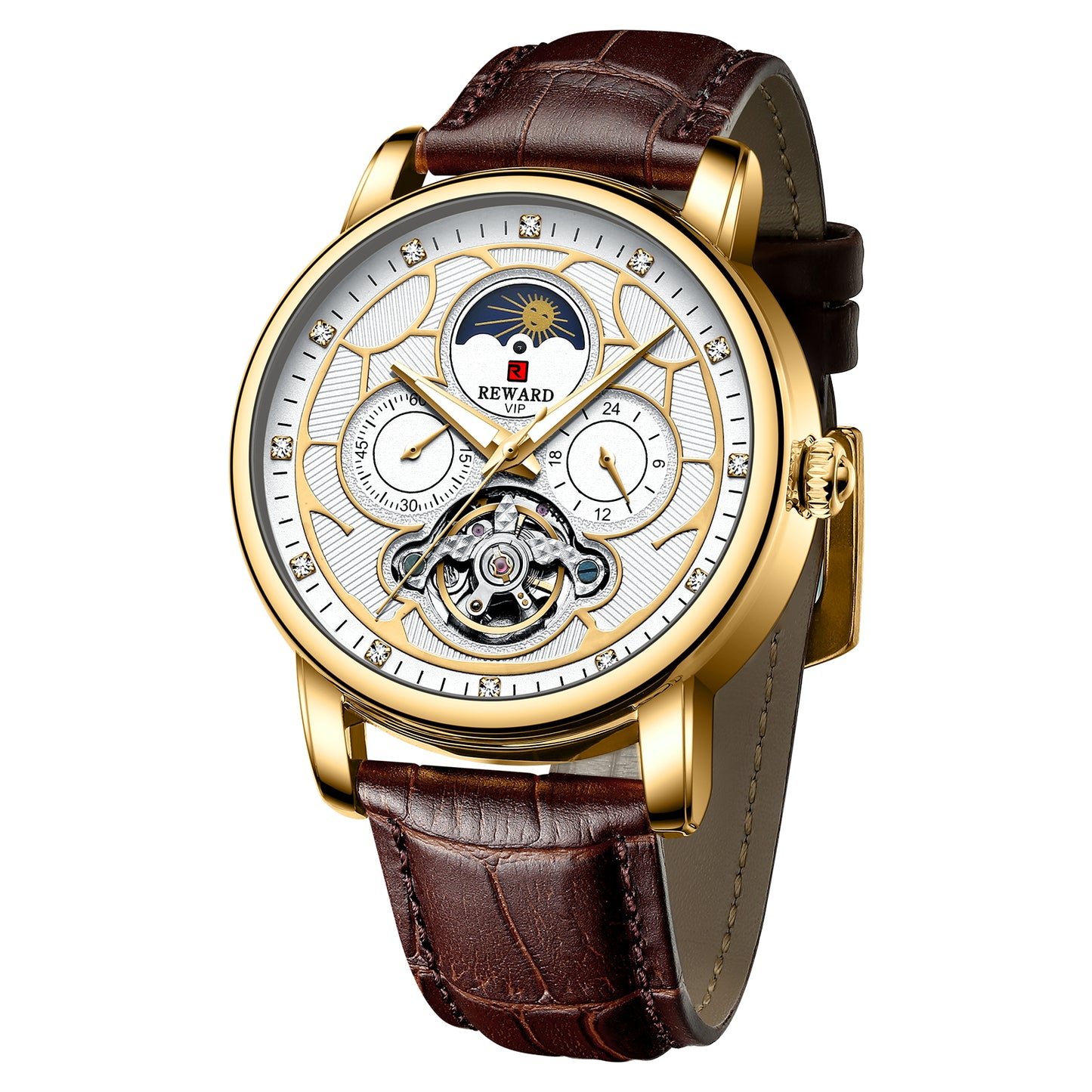 Torby Multifunction Watch Leather, Gold White colour