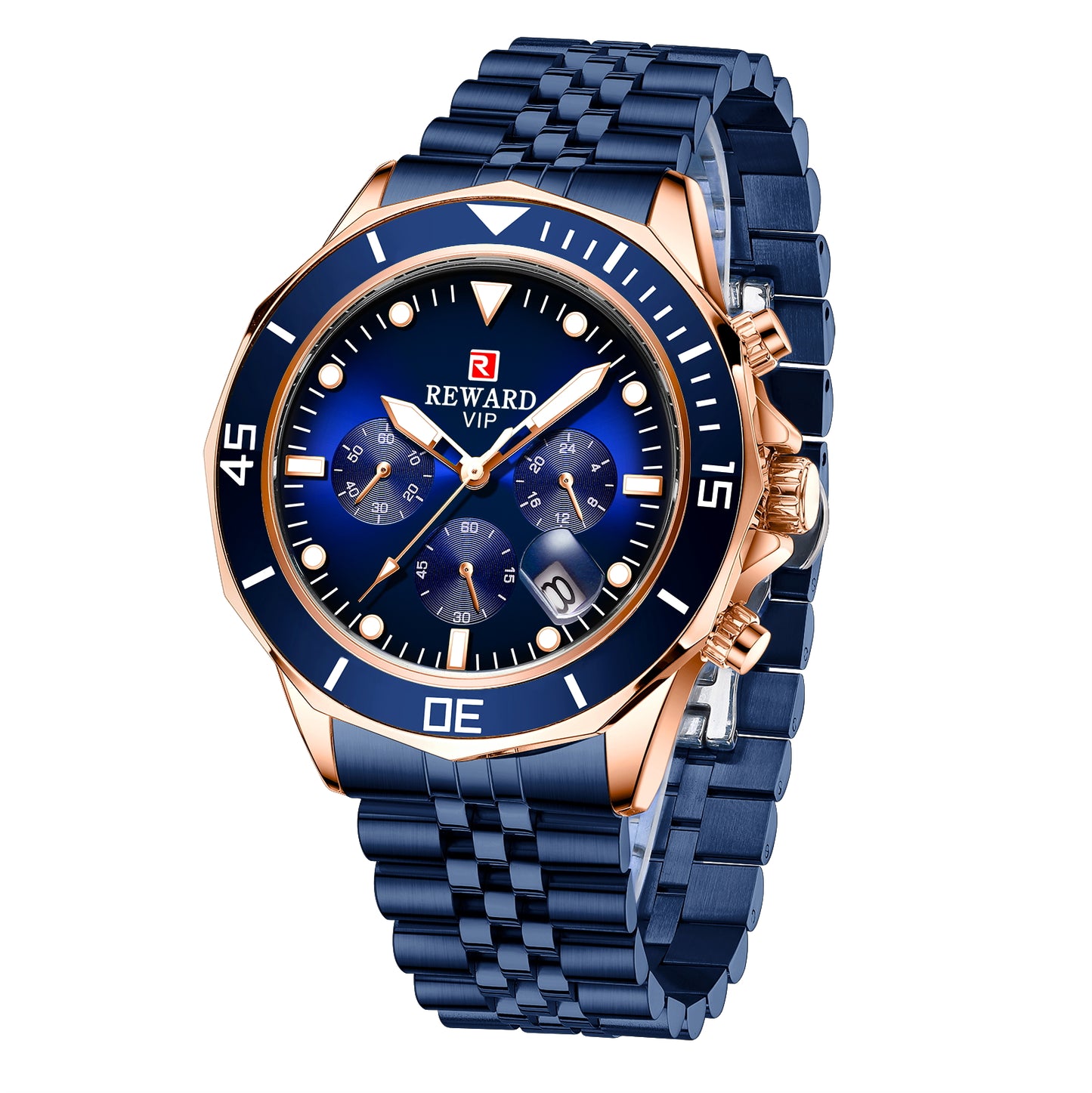 Marina Multifunction Watch Steel, Blue and Pink colour