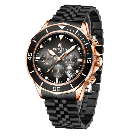 Marina Multifunction Watch Steel, Black and Pink colour