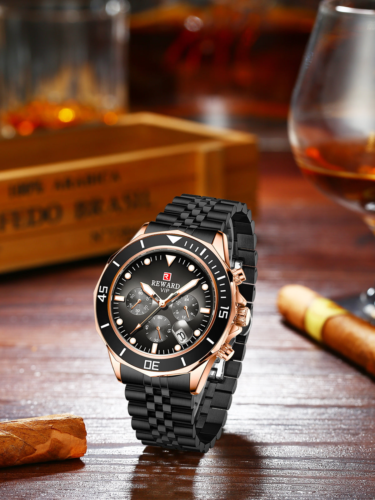 Marina Multifunction Watch Steel, Black and Pink colour