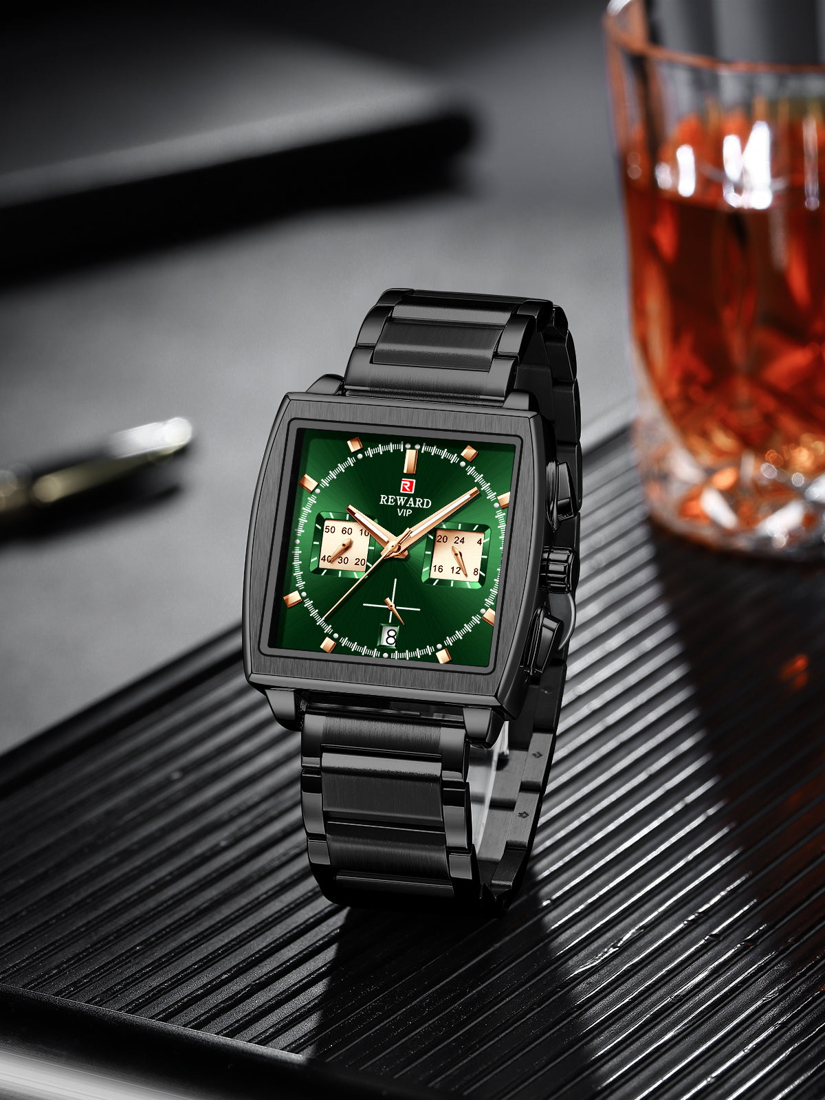 Lexus Multifunction Watch Steel, Black and Green colour
