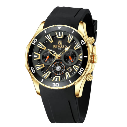Miger Multifunction Watch Silicone, Gold Black colour