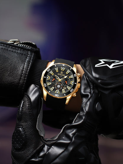 Miger Multifunction Watch Silicone, Gold Black colour