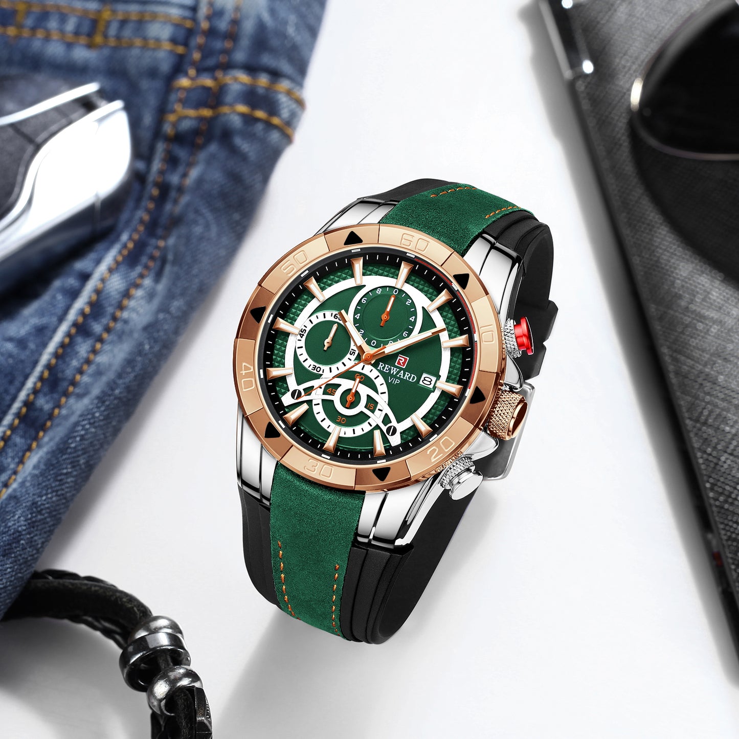 Calypso Multifunction Watch Silicone, Green colour