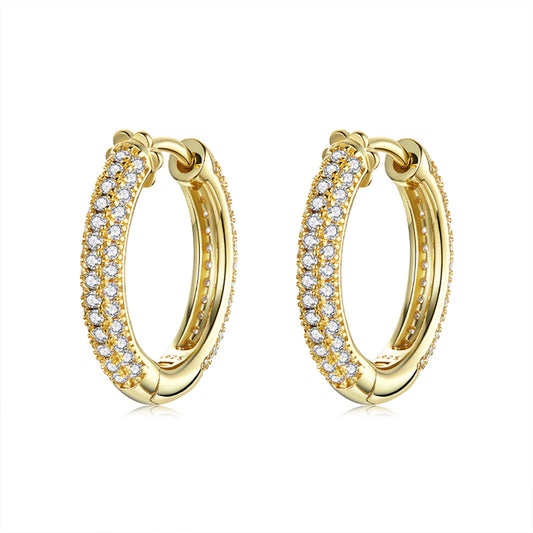 RINA Ear Buckles Pave Setting, Gold Colour
