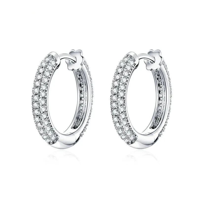 RINA Ear Buckles Pave Setting, Silver Colour