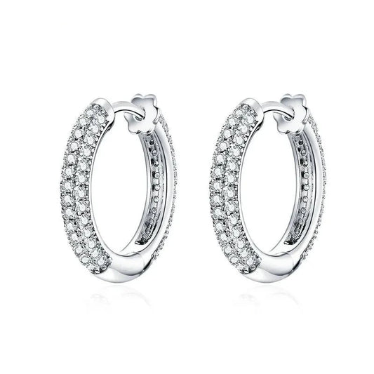 RINA Ear Buckles Pave Setting, Silver Colour