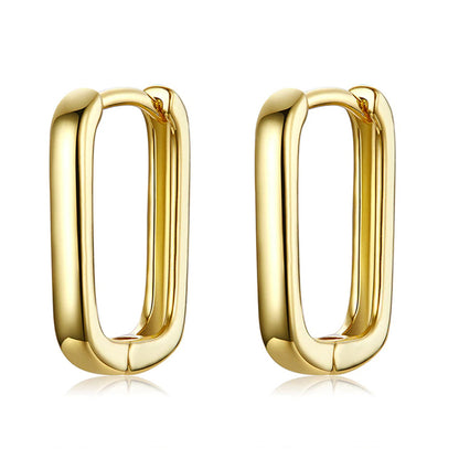 MONICA Square buckle Earrings Sterling Silver Classic French, Gold Colour