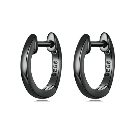 JAG Sterling Silver Hoop Earrings, Black Colour