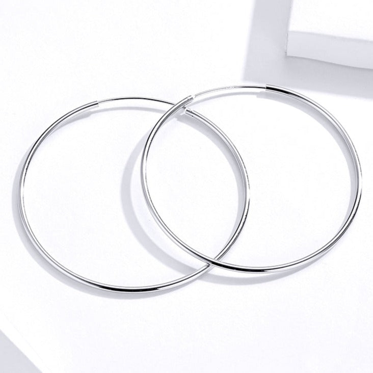 CREOL Sterling Silver Large Hoop Earrings Circle