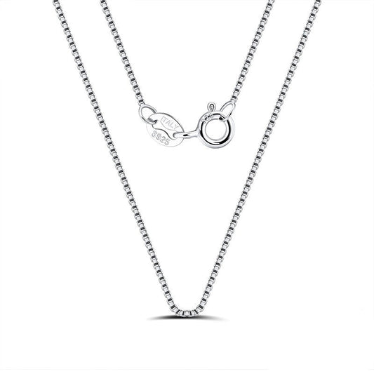 LEONA Sterling Silver Chain Necklace, Silver Colour