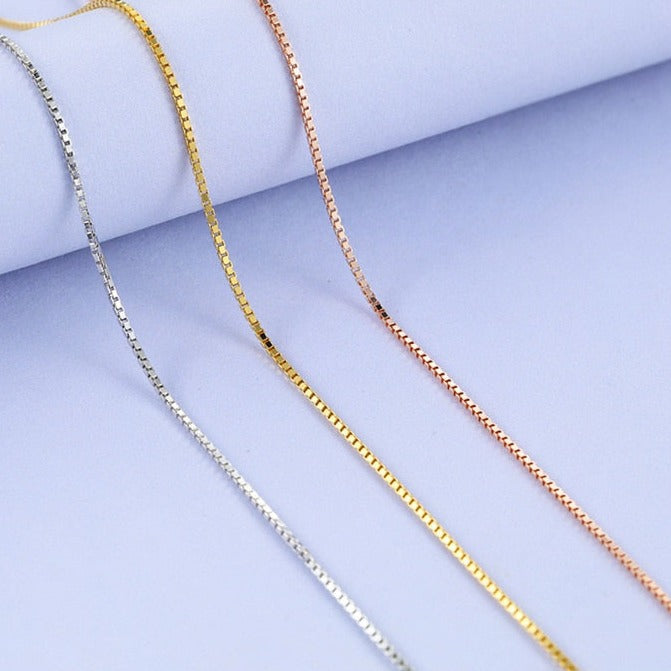 LEONA Sterling Silver Chain Necklace, Gold Colour