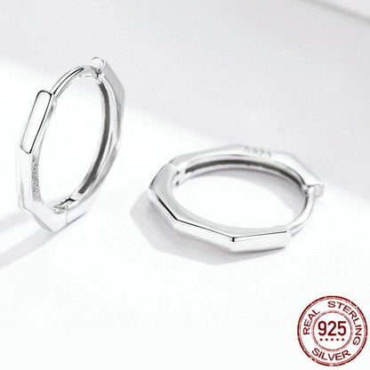 SPECIA Minimalist Geometric Hoop Earrings, Silver Colour
