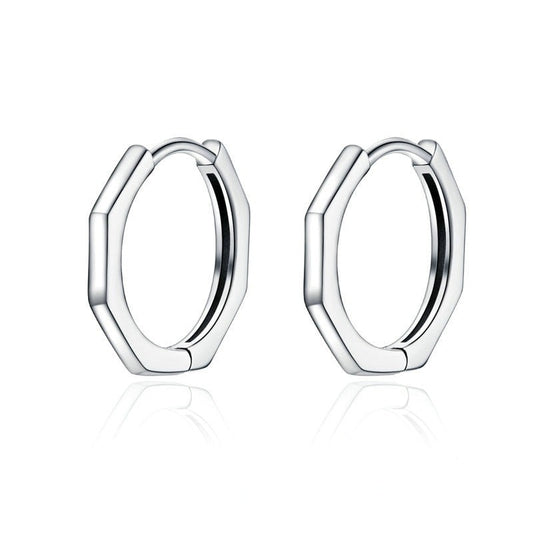 SPECIA Minimalist Geometric Hoop Earrings, Silver Colour
