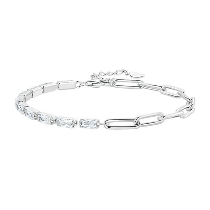 LILA Sterling Silver Square Zircon Tennis Bracelet Chain Splice