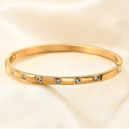 LAURENCE Stainless Zircon Square Bracelet, Gold Color