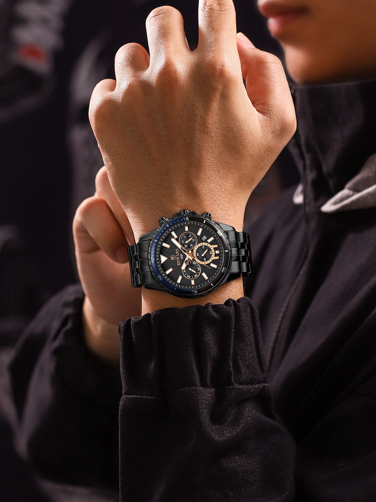 Solana Multifunction Watch Steel, Full Black colour