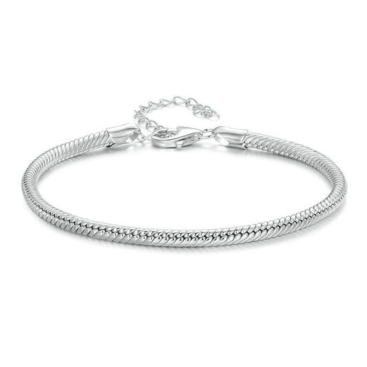 KEILA Sterling Silver Lobster Clasp Basic Bracelet Snake Chain