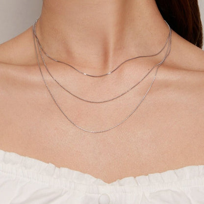 NORA Silver Triple Layer Necklace, Silver Colour