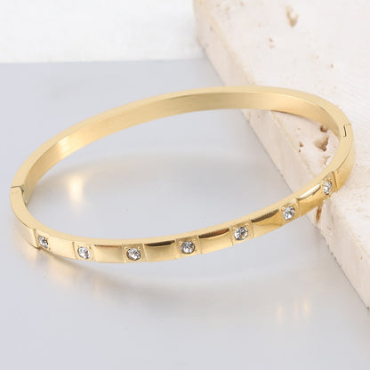 LAURENCE Stainless Zircon Square Bracelet, Gold Color