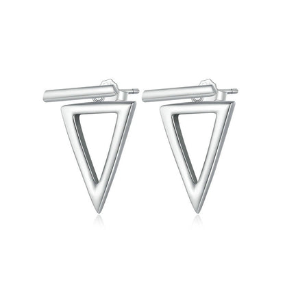 MATA Sterling Silver Hollow Triangle Earrings
