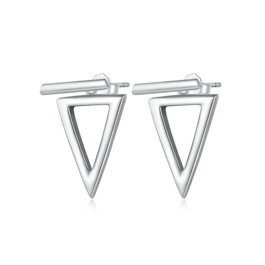 MATA Sterling Silver Hollow Triangle Earrings