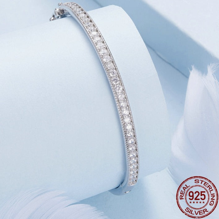 KEYLA Bangle Bracelet with Zircon, Silver Colour