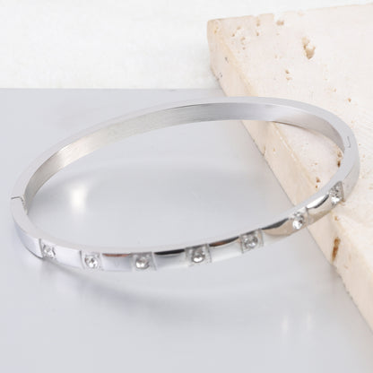LAURENCE Stainless Zircon Square Bracelet, Silver Color